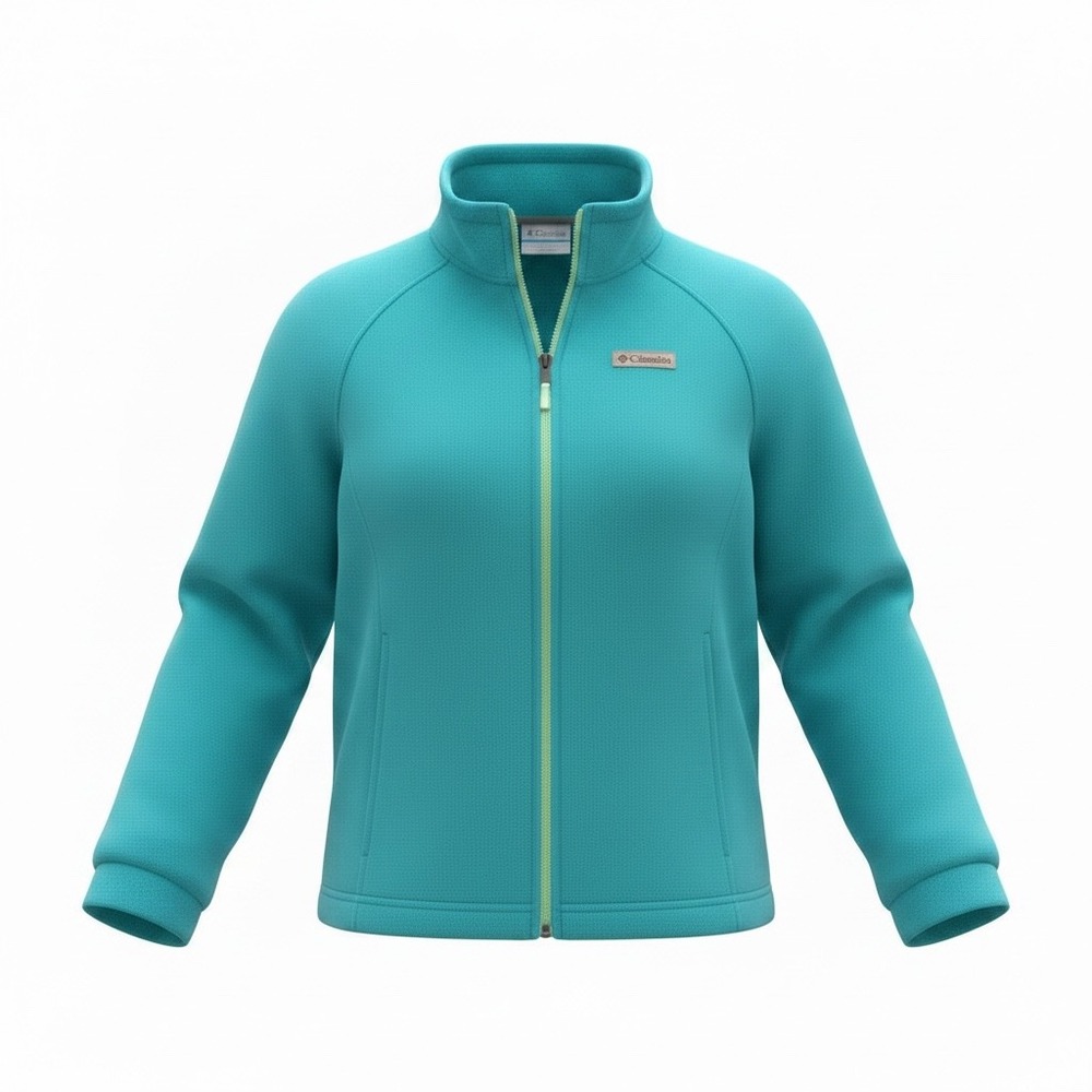 Columbia Fleece Jacket Girls L Turquoise Benton Springs Full Zip Mock Neck Soft
